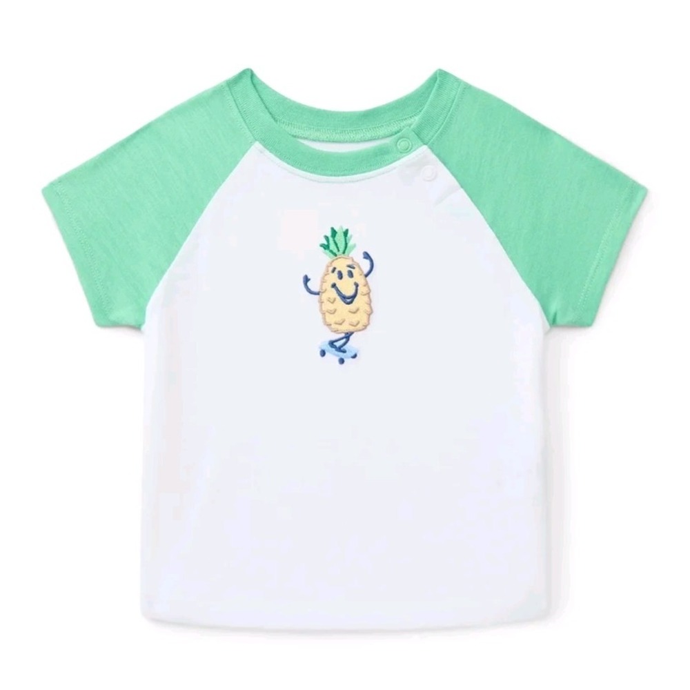 Wonder Nation Baby Boys T-shirt size 0-3 months pineapple white and green NEW
